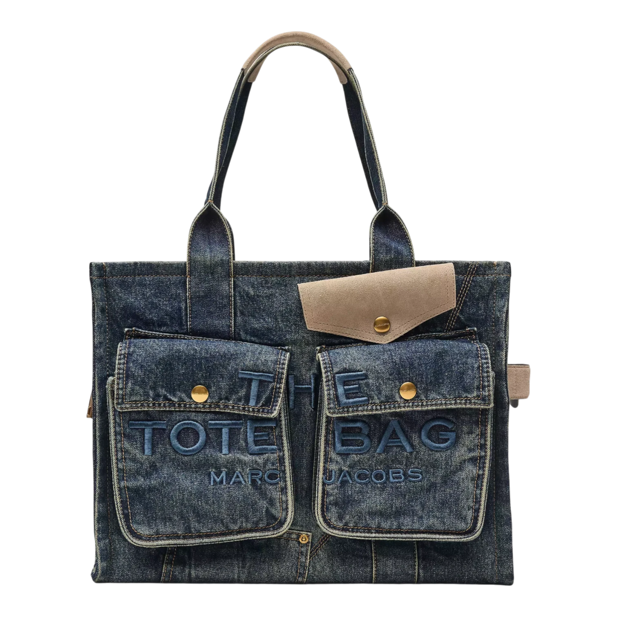 Marc Jacobs The Denim Suede Large Cargo Tote Bag Blue Women 2S6HTT005H
