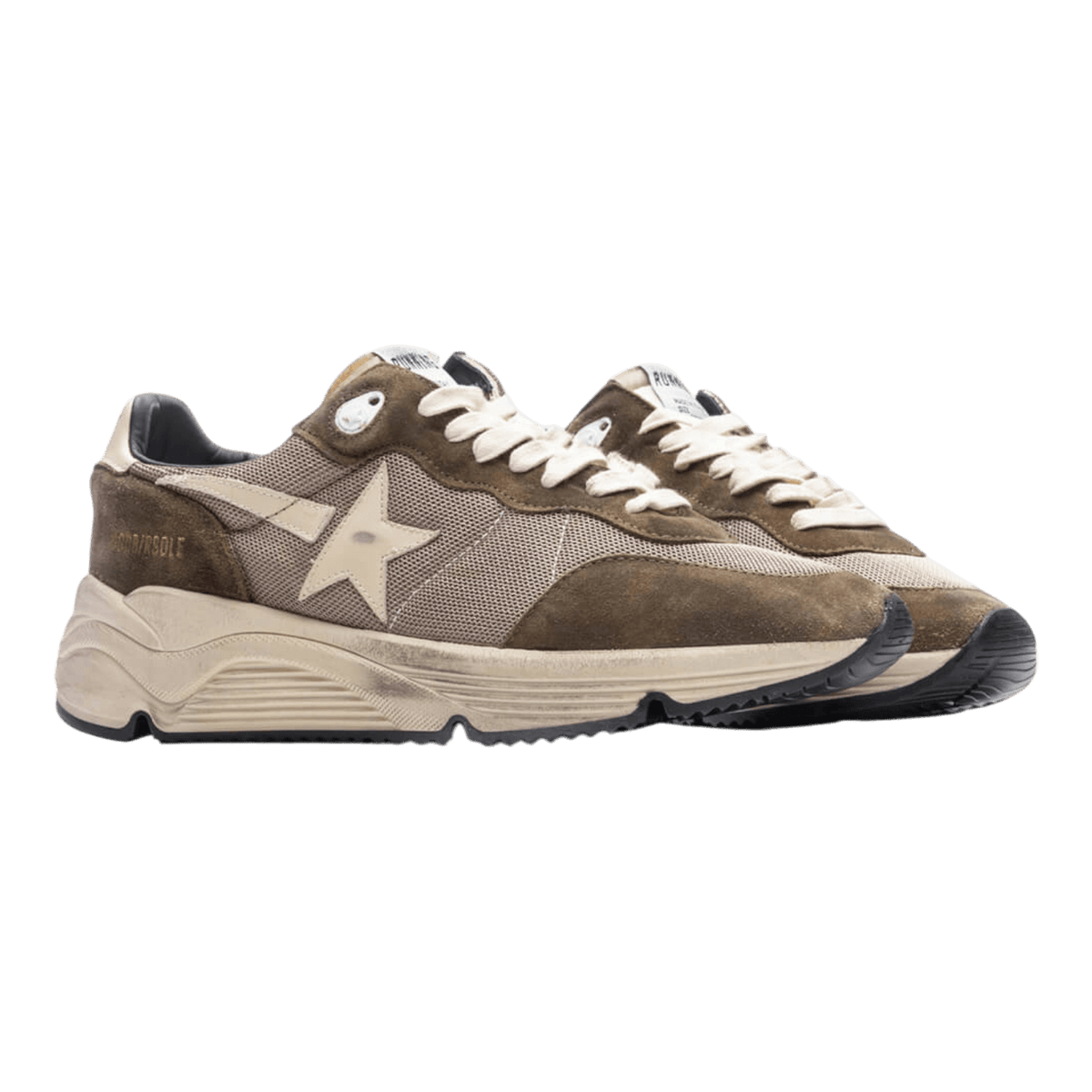 Golden Goose Running Sole Sneakers - Olive Green/Cream