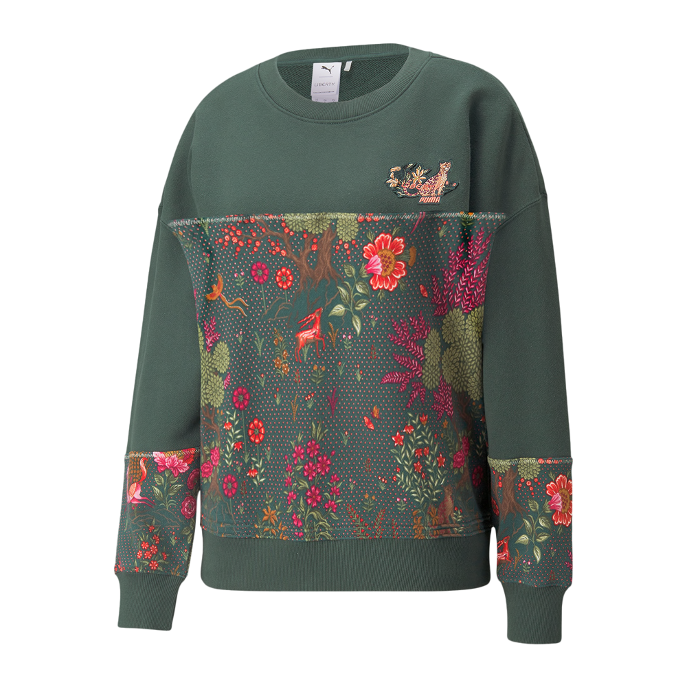 Puma X Liberty Printed Crew Neck Sweatshirt Green Gables Women 532888-80
