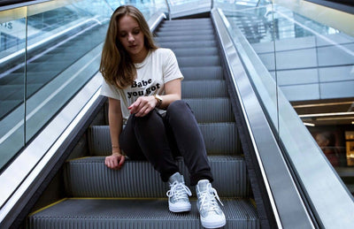 Frances in the Converse Hi Top Metallic Kicks