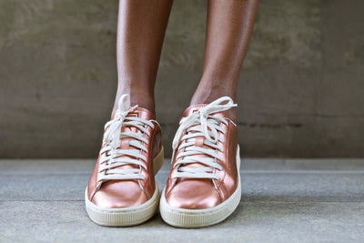 Camille in the Puma Citi Basket Metallic Sneakers