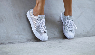 Marnie in the Converse Low Top Metallic Silver