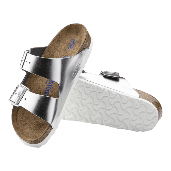 Birkenstock Arizona Soft Footbed Leather Metallic Silver for