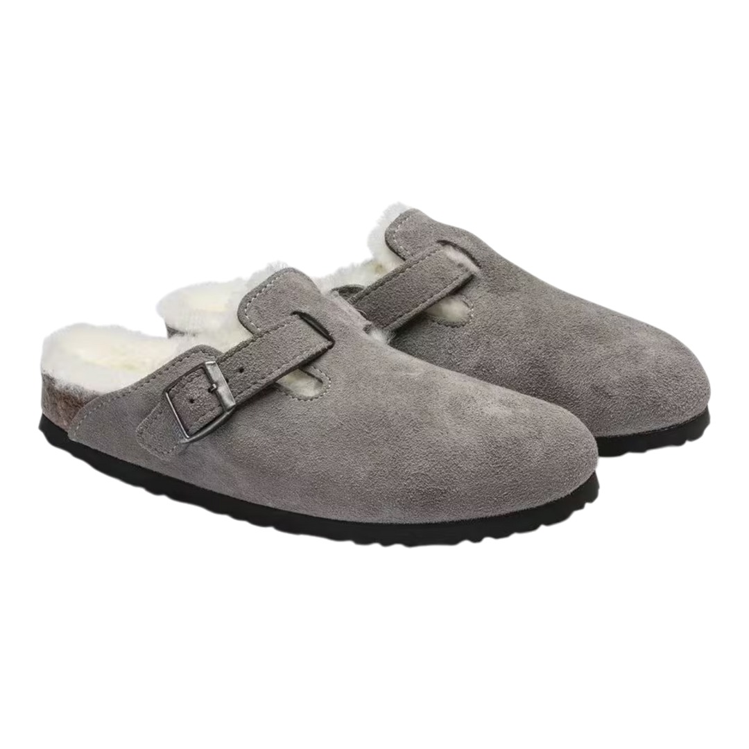Birkenstock Boston Shearling Suede Leather - Stone Coin 1017651