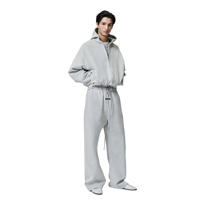 Fear of God Essentials Men's Classic Fleece Full-Zip Hoodie Smoke Grey