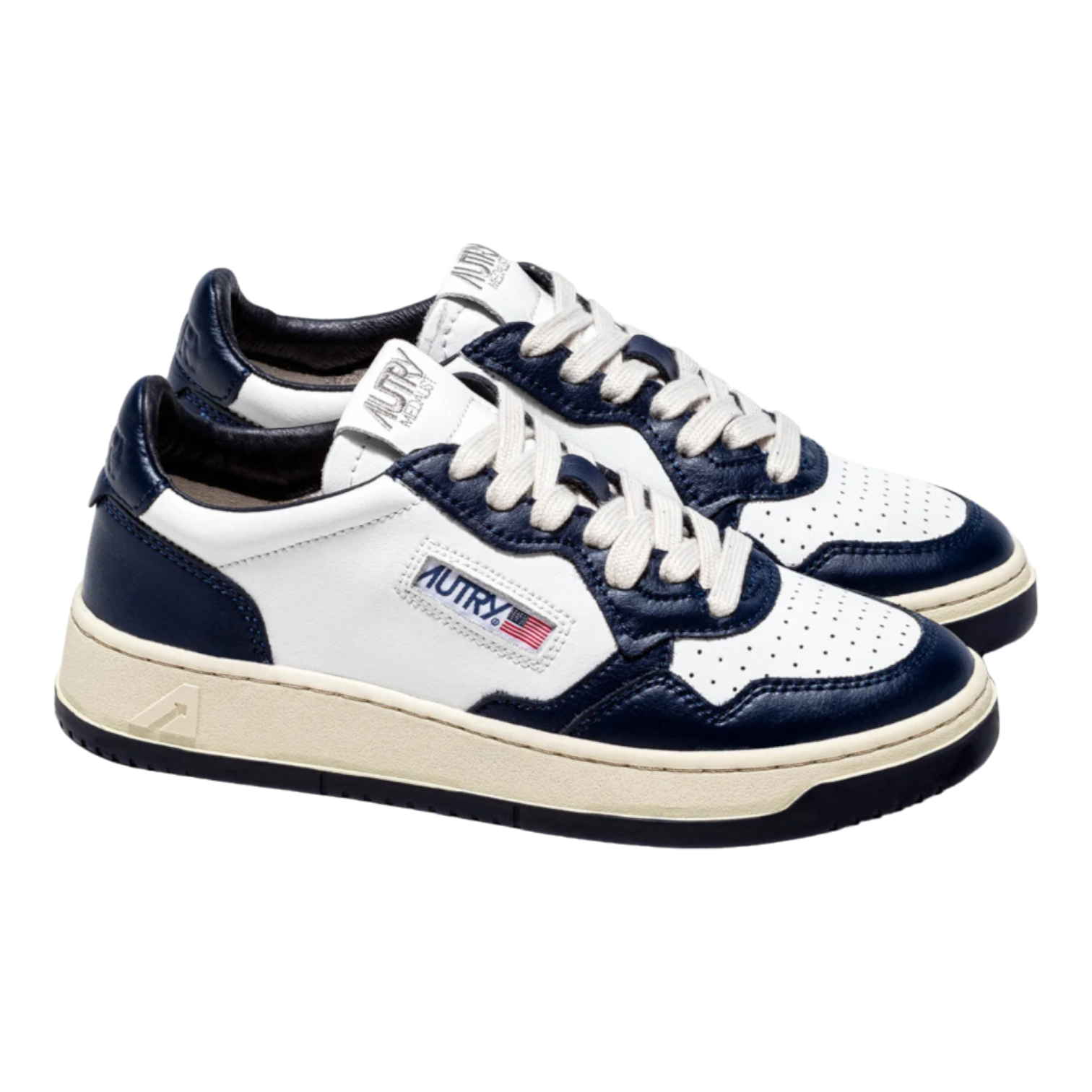 Autry Medalist Low Sneakers in Two Tone White/Blue AULM-WB04 Autry Medalist Low Sneakers in Two Tone White/Blue AULM-WB04