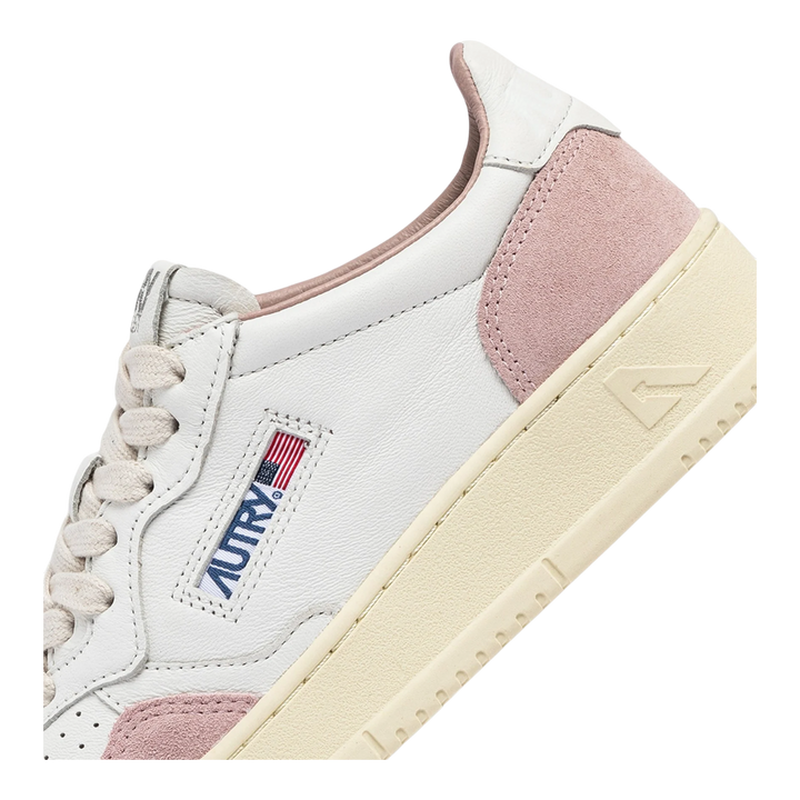 Autry Medalist Low White And Powder Leather Suede Women AULW-GS36