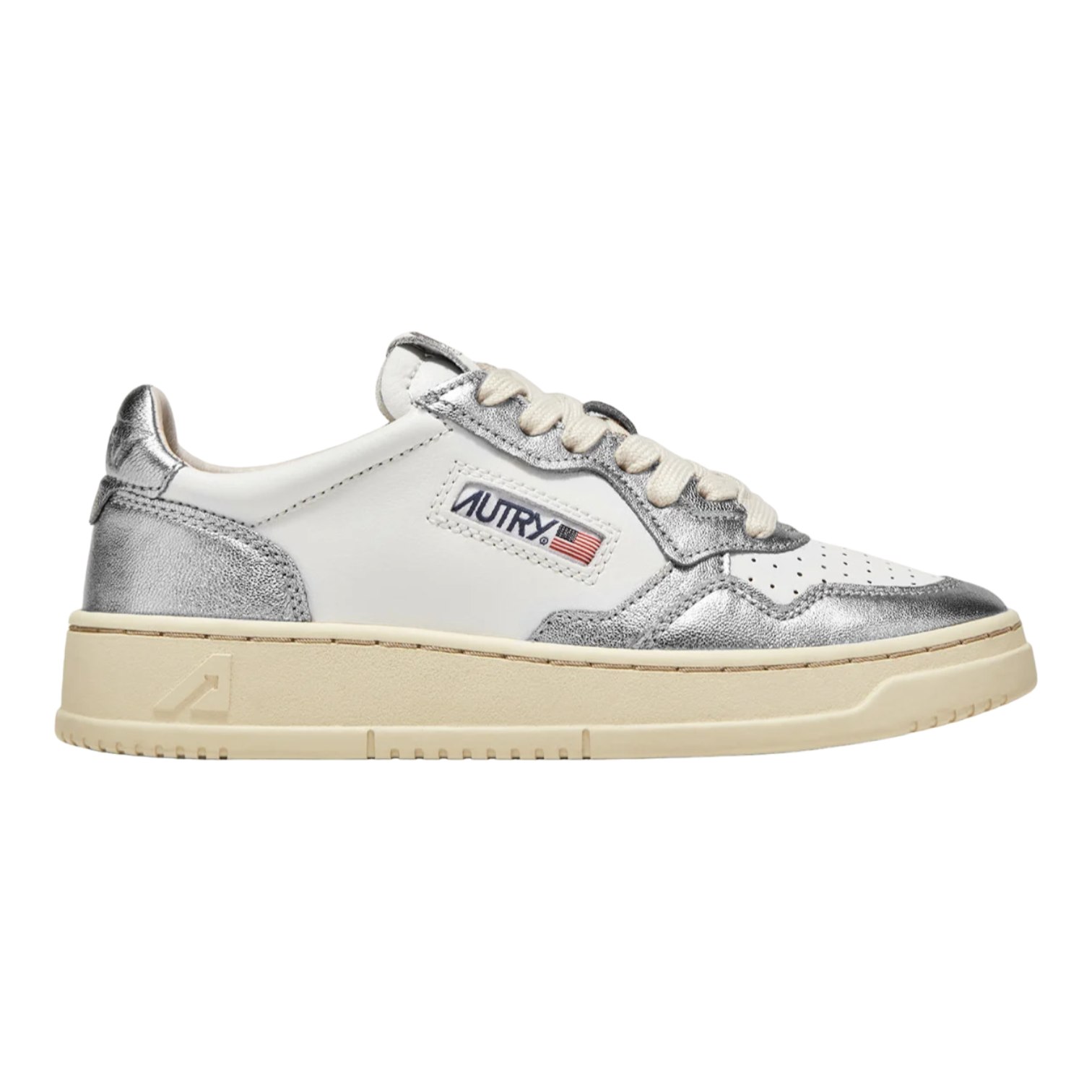 Autry Medalist Women's Low Sneakers in Bicolor White/Silver