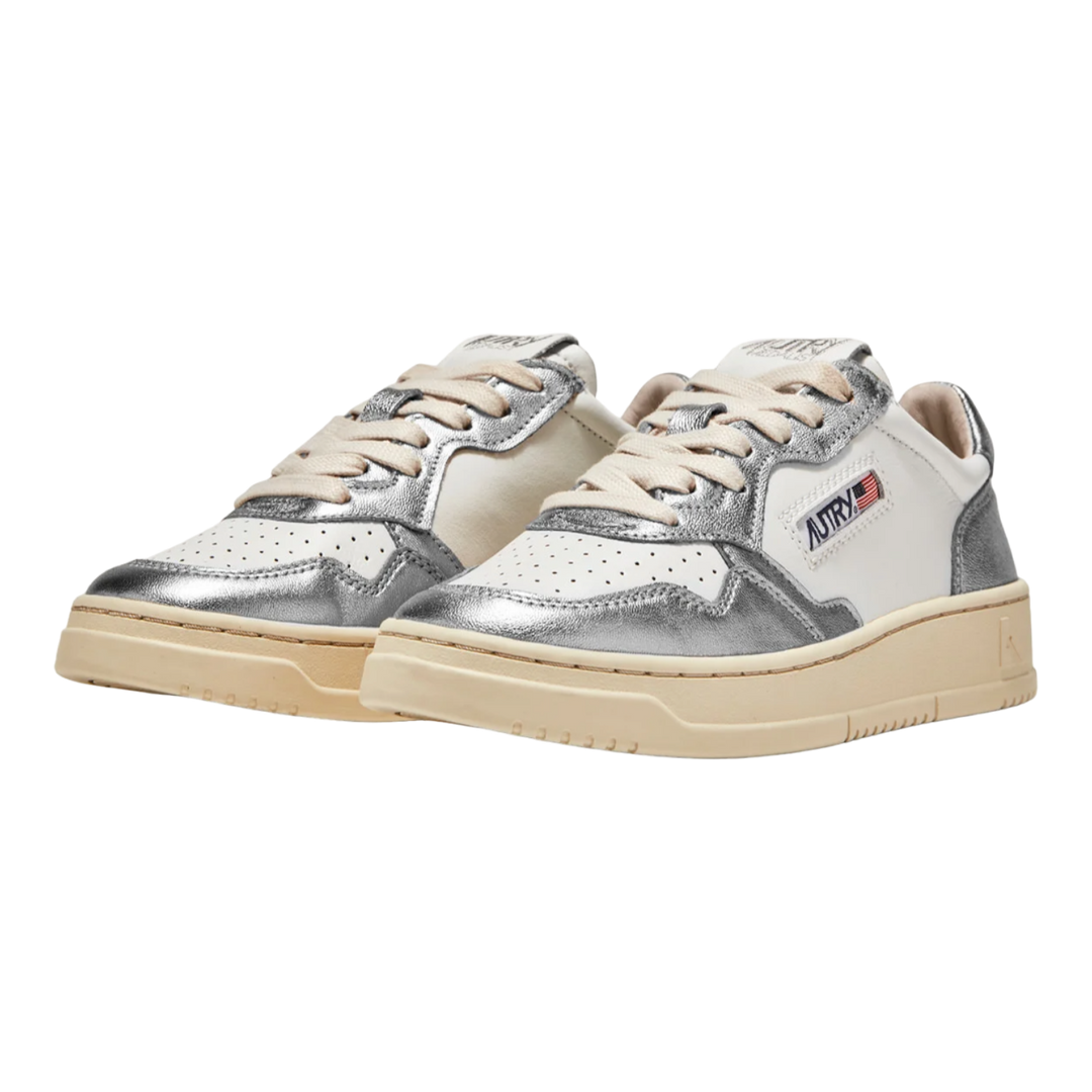 Autry Medalist Women's Low Sneakers in Bicolor White/Silver Autry Medalist Women's Low Sneakers in Bicolor White/Silver