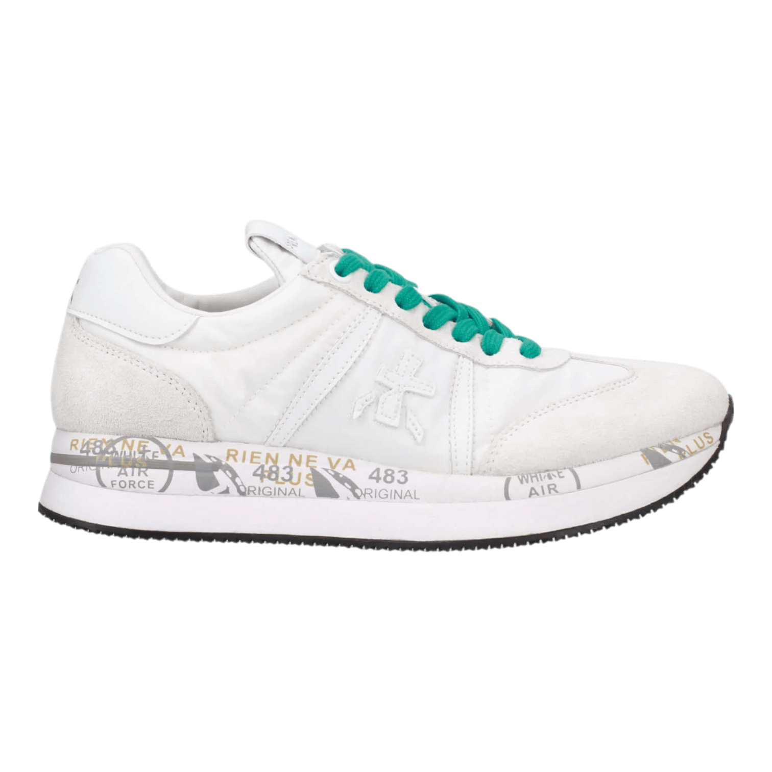 スニーカー PREMIATA CONNY-7359 Sneakers Conny in suede bianco e nylon Premiata Conny White/Green Sneakers for Women