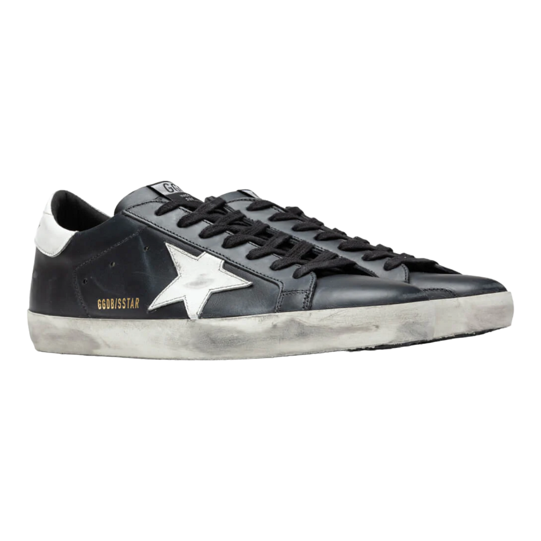 Golden Goose Super Star Negro Cuero Blanco Estrella Hombre GMF00101.F0