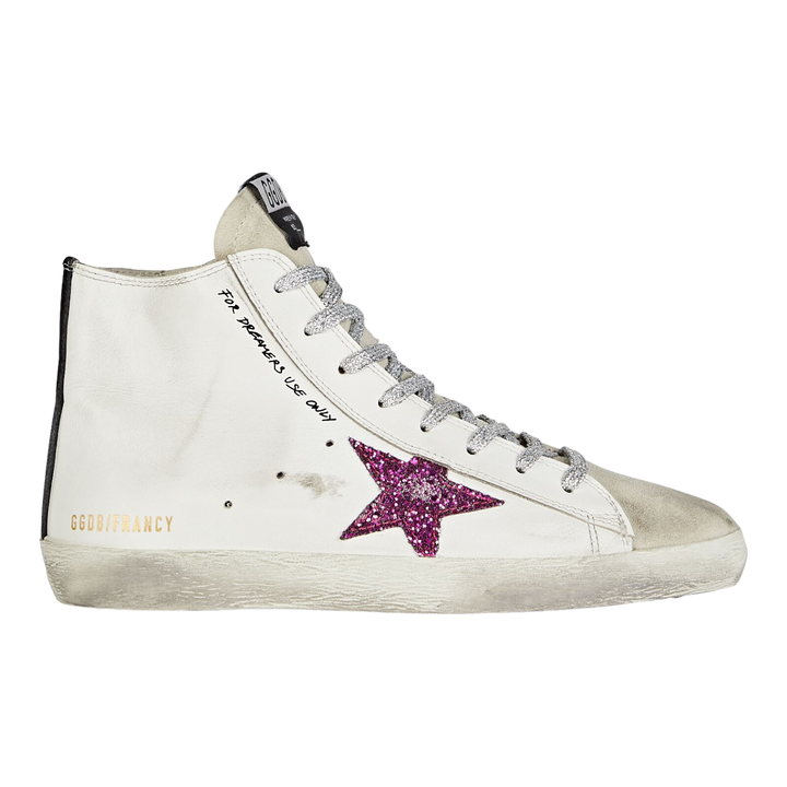 Golden Goose Francy Leather Upper Suede Toe and Heel Glitter Star GWF0