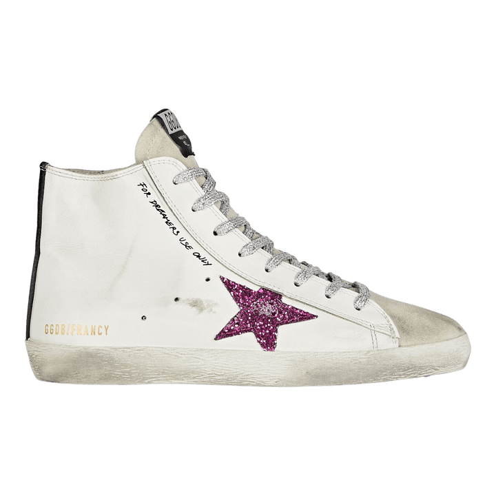 Golden Goose Francy Leather Upper Suede Toe and Heel Glitter Star GWF0