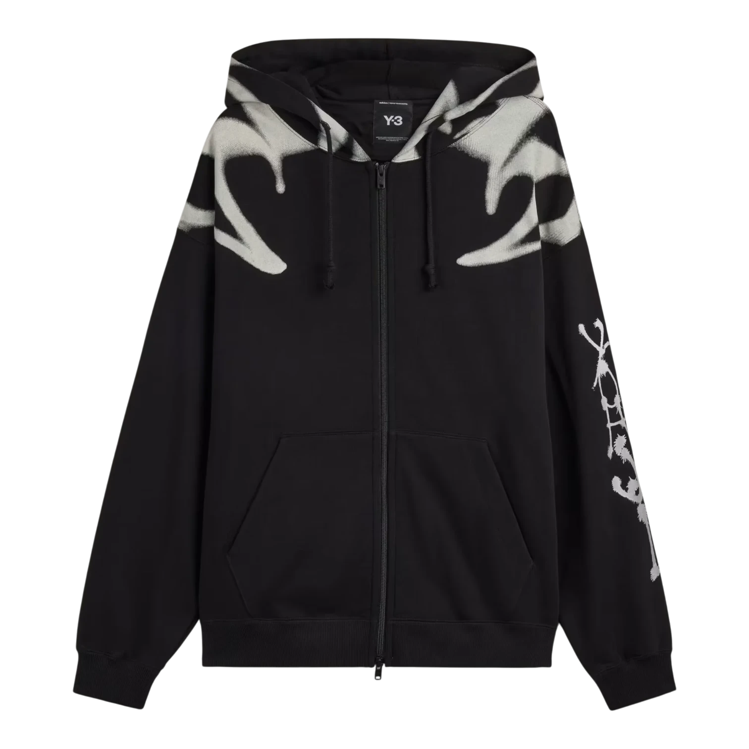 adidas Y-3 Chito Graphic French Terry Zipper Hoodie Black Men KR1061