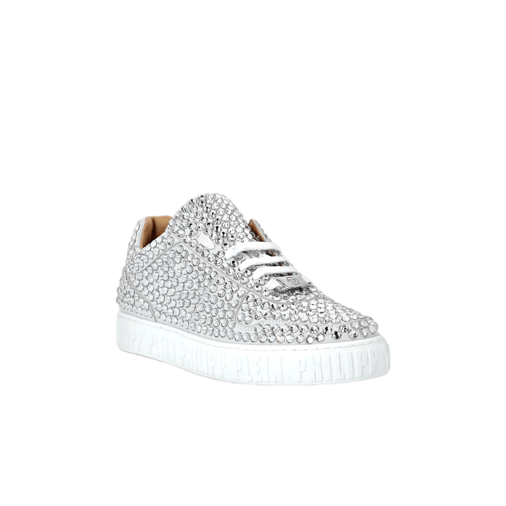 Philipp Plein Zapatillas bajas de cuero Full Stones King Power Blanco