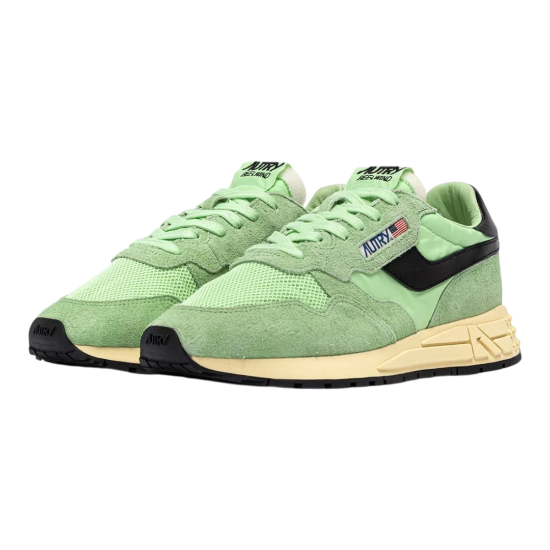 Autry Reelwind Low Sneakers In Pistachio And Black Nylon And Suede Wom
