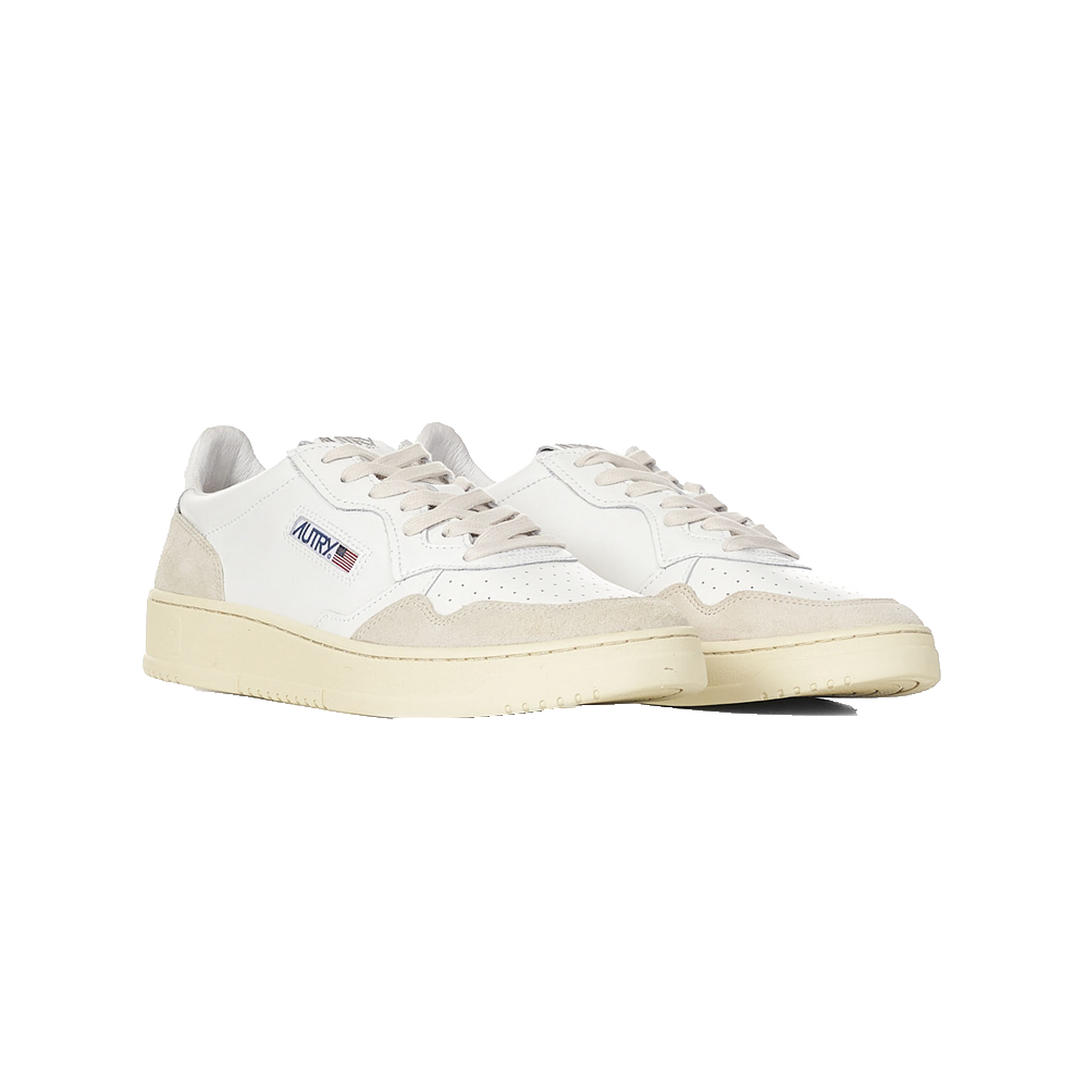 スニーカー AUTRY MEDALIST LOW - Leather and Suede Sneakers (AULM LS01) Autry Medalist Low Sneakers In White And Gray Leather And Suede