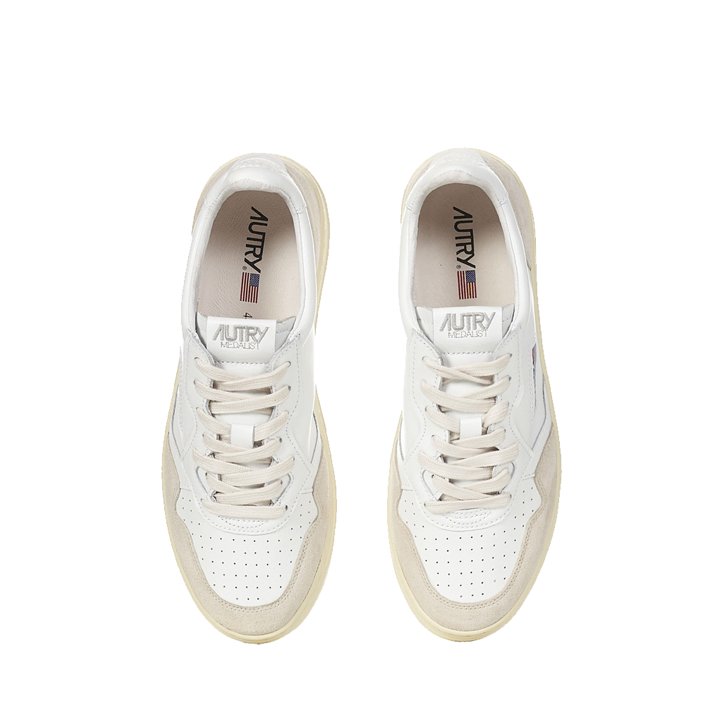 Autry Medalist Low Sneakers in Suede and Leather White/Beige
