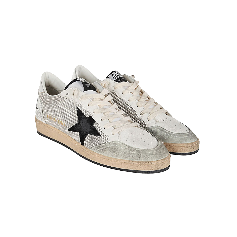 Golden Goose Ball Star Net Upper Suede Star Tacon laminado Blanco Negro Hombre GMF00117.f003215.81780