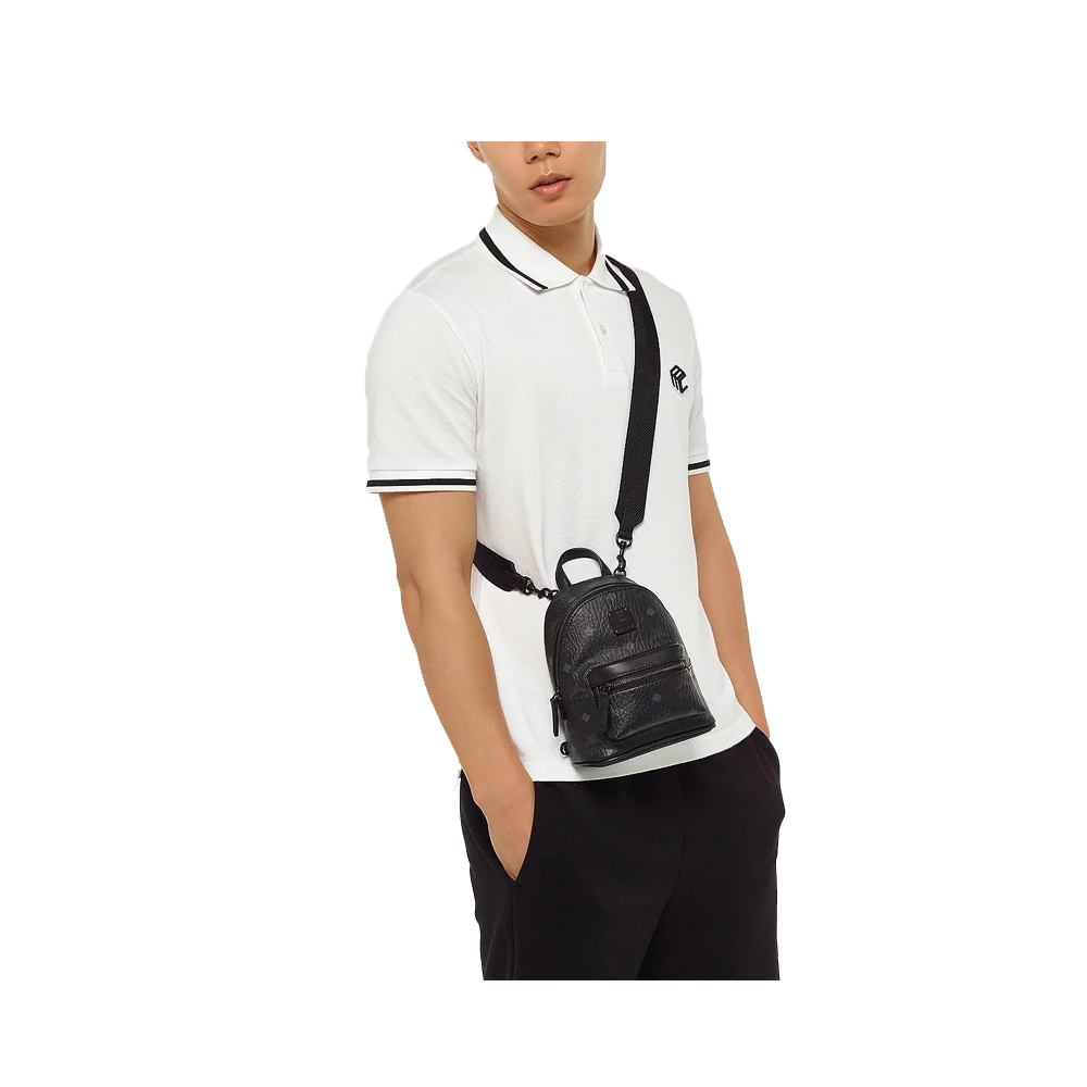 MCM Stark Crossbody in Visetos Black MMRCAVE01BK001
