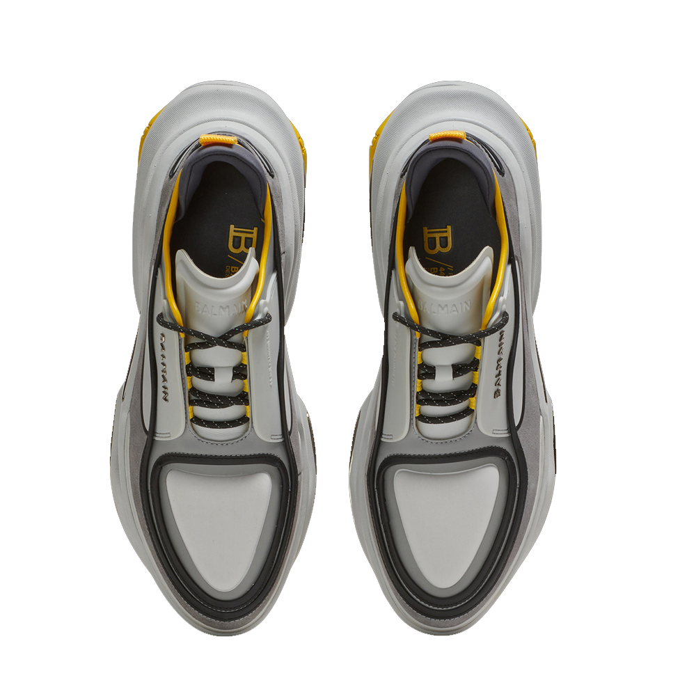 BALMAIN Bイスト ハネル ロ トッフ スニカ AN1VI714THTF GIG Balmain B-Bold low-top trainers in leather and suede Yellow