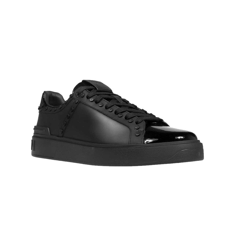 Balmain Leather monogram-embossed B-Court sneakers Nero Men Balmain Leather monogram-embossed B-Court sneakers Nero Men