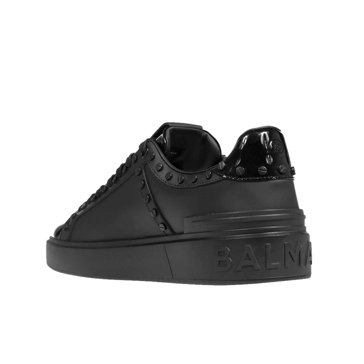 Balmain Leather monogram-embossed B-Court sneakers Nero Men Balmain Leather monogram-embossed B-Court sneakers Nero Men
