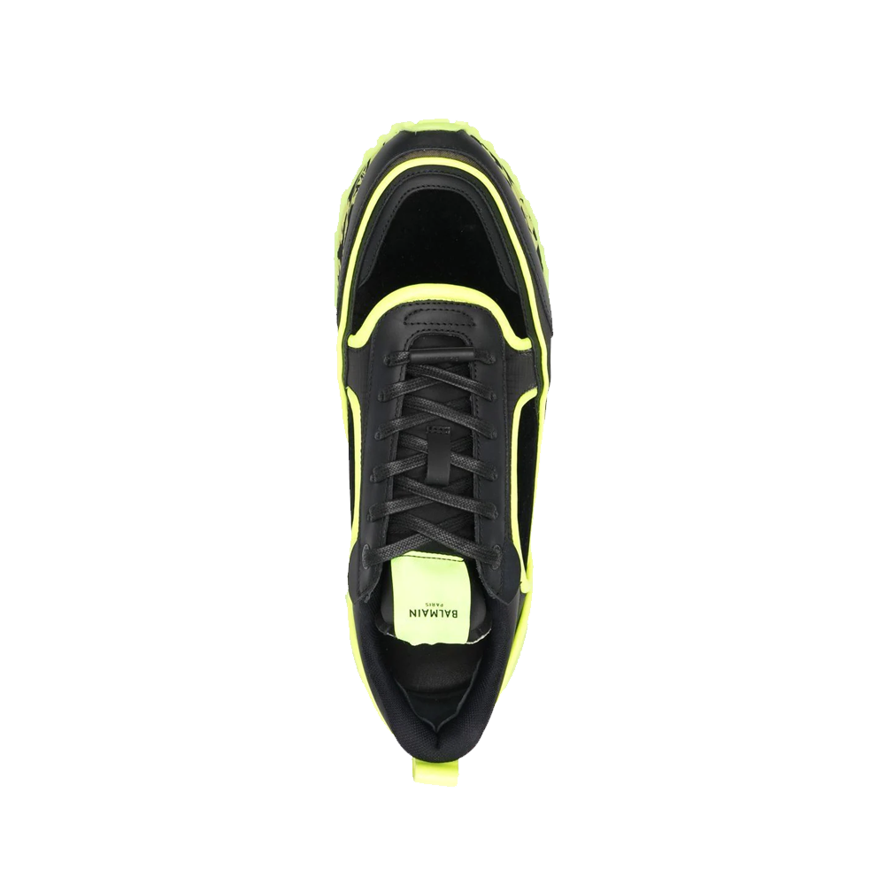 last Autonomi Manifold Balmain Velvet, nylon and mesh Racer low-top sneakers Black/Fluorescen